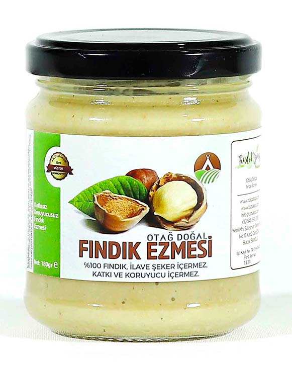 Fındık Ezmesi Katkısız, %100 Fındık, Şeker Ilavesiz 180 Gr