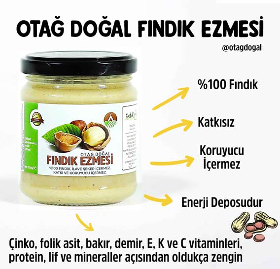 Otağ Doğal %100 Katkısız Fındık Ezmesi